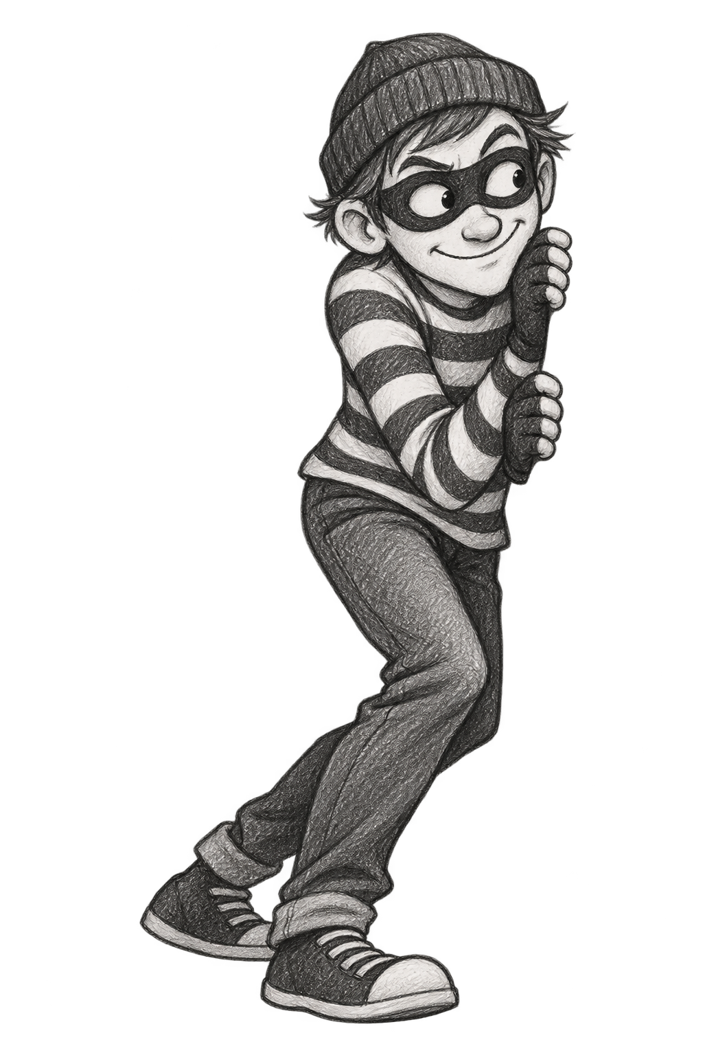 Pencil sketch of a sneaky person peeking around the browser's left edge